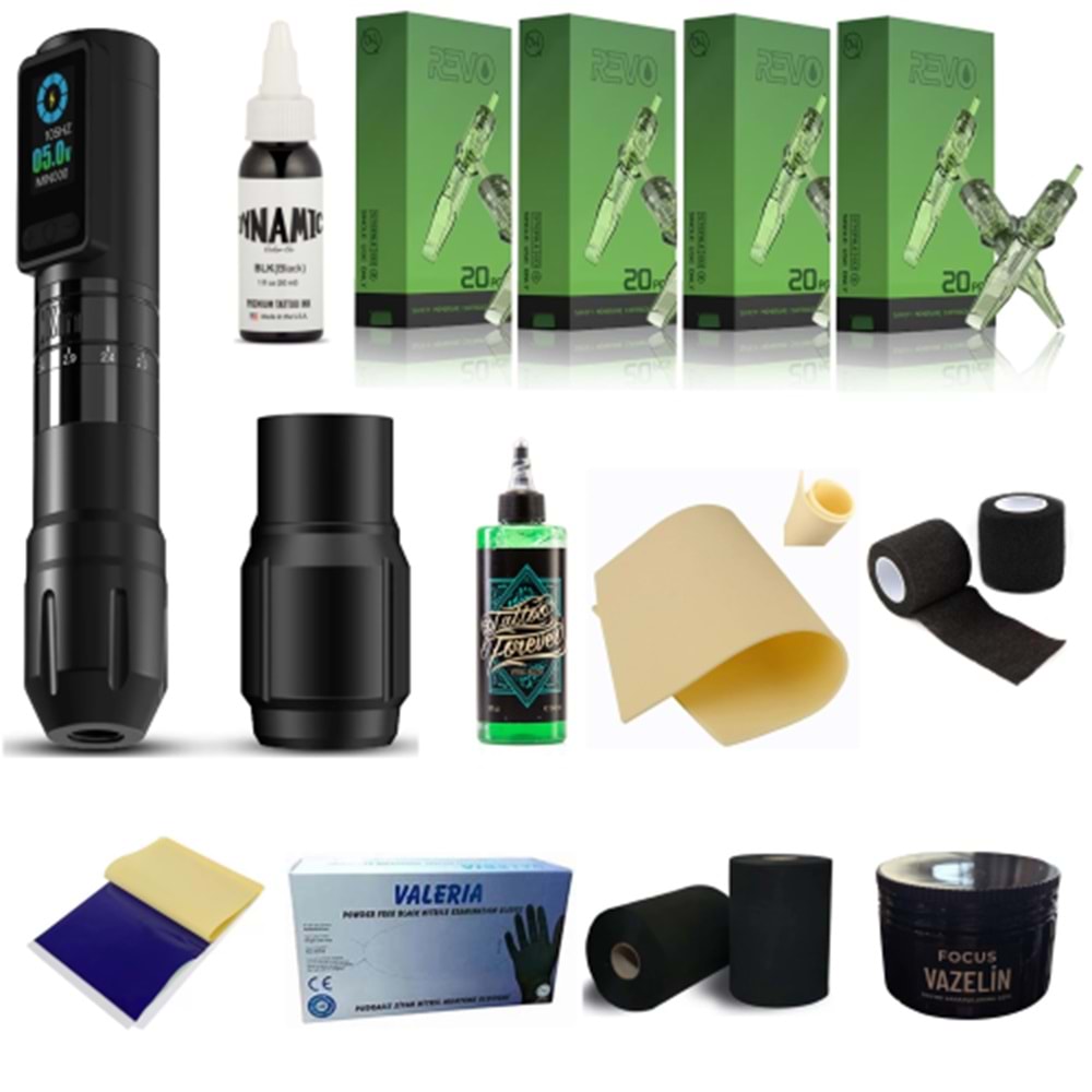 INKIN INFERNO 2.0-4.5 STROKE 2 GRIPS MATTE BLACK 1 PİL DÖVME MAKİNE SETİ