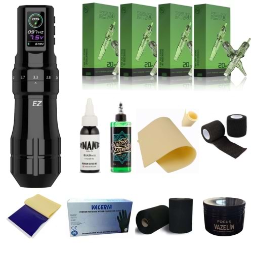 EZ P3 PRO SINGLE POWER GLOSS BLACK 2.0-4.2 STROKE 1 PİL DÖVME MAKİNE SETİ