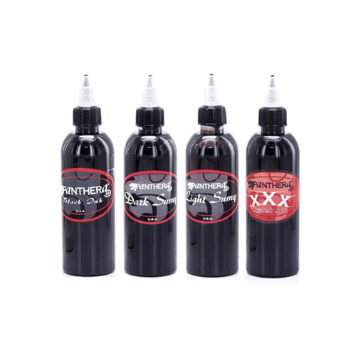 PANTHERA BLACK INK SET 4 X 1 OZ - DARK SUMI, LIGHT SUMI, LINER, TRIBAL BLACK