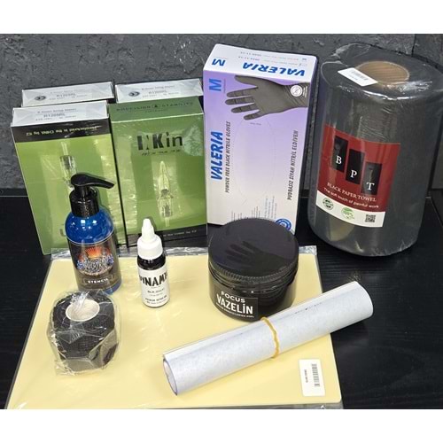 STARTER KIT - DÖVME SETI IGNE/BOYA/SARF MALZEMELER/SUNI DERI