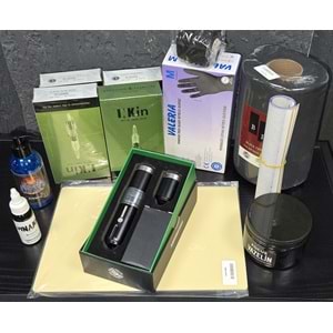 STARTER KIT - DÖVME SETI - DRAGONHAWK FOLD 3 - 2 PIL 2.4 - 4.2 STROKE-IGNE/BOYA/SARF MALZEMELER/SUNI DERI