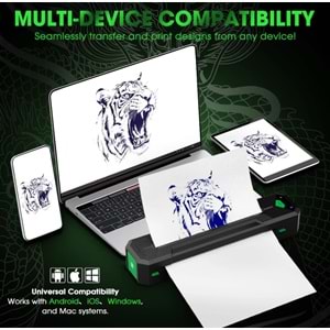 EZ TATTOO Stencil Yazıcı Siyah Kablosuz 2500mAH Pil