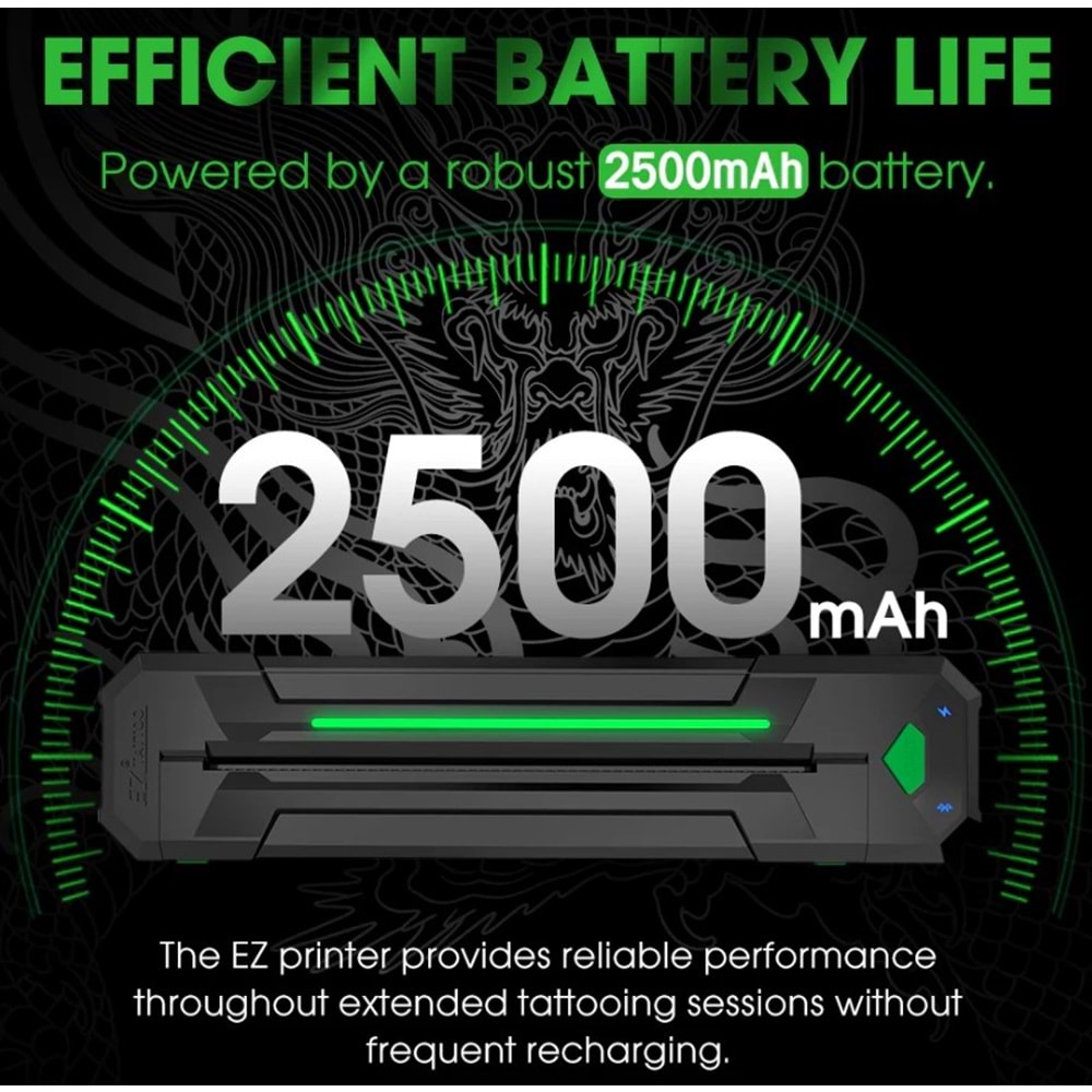 EZ TATTOO Stencil Yazıcı Siyah Kablosuz 2500mAH Pil