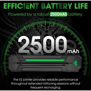 EZ TATTOO Stencil Yazıcı Siyah Kablosuz 2500mAH Pil